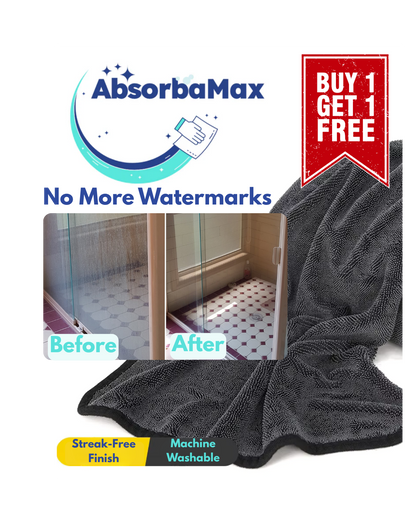 AbsorbaMax XL DryShield Towel – Streak-Free Shower Screen Glass & Chrome Cleaning Cloth